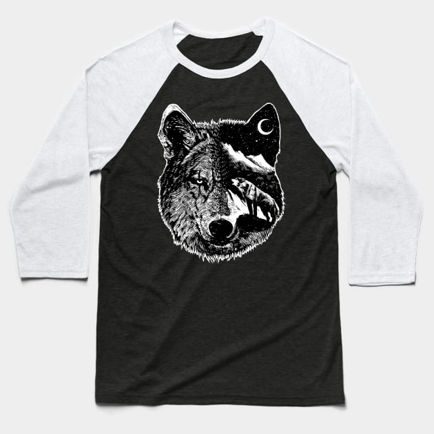 Night wolf Baseball T-Shirt by barmalisiRTB